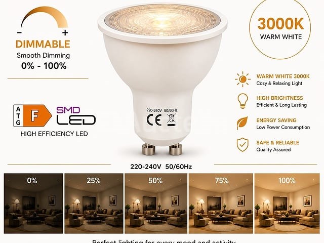 50 x led spot gu10 – 6w – dimbaar – 3000k warm wit – ip20 - afbeelding 1 van  4