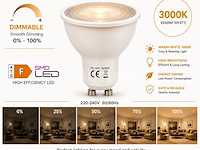 50 x led spot gu10 – 6w – dimbaar – 3000k warm wit – ip20 - afbeelding 1 van  4