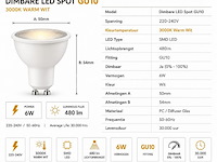 50 x led spot gu10 – 6w – dimbaar – 3000k warm wit – ip20 - afbeelding 3 van  4