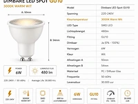 50 x led spot gu10 – 6w – dimbaar – 3000k warm wit – ip20 - afbeelding 4 van  5