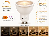 50 x led spot gu10 – 6w – dimbaar – 3000k warm wit – ip20 - afbeelding 1 van  4