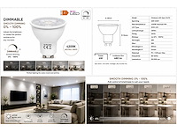 50 x led spot gu10 – 6w – dimbaar – 4200k neutraal wit – ip20 - afbeelding 4 van  4