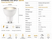 50 x led spot gu10 – 6w – dimbaar – 4200k neutraal wit – ip20 - afbeelding 4 van  5