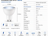 50 x led spot gu10 – 6w – dimbaar – 6400k koud wit – ip20 - afbeelding 4 van  5