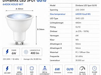 50 x led spot gu10 – 6w – dimbaar – 6400k koud wit – ip20 - afbeelding 3 van  4