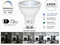 50 x led spot gu10 – 6w – dimbaar – 6400k koud wit – ip20 - afbeelding 2 van  5