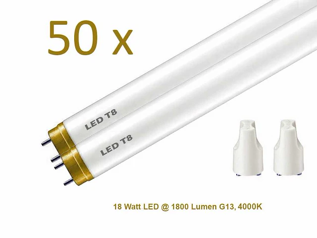 50 x led tl buizen 4000k daglichtkleur, 18 watt - afbeelding 1 van  4