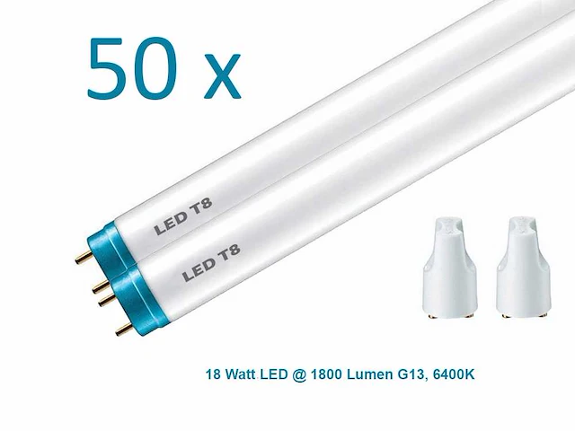 50 x led tl buizen 6500k daglichtkleur, 18 watt - afbeelding 1 van  9
