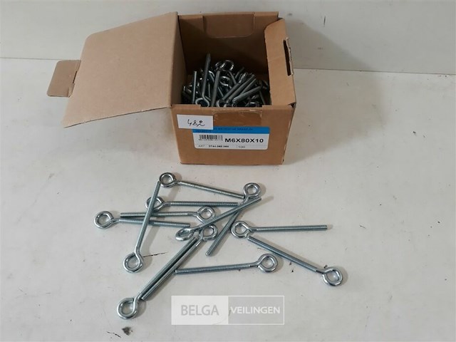 50 x oogbout verzinkt m6x80 mm - afbeelding 2 van  3