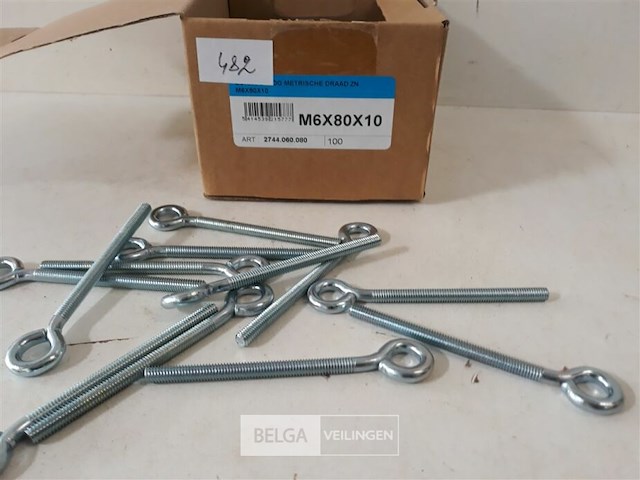 50 x oogbout verzinkt m6x80 mm - afbeelding 3 van  3