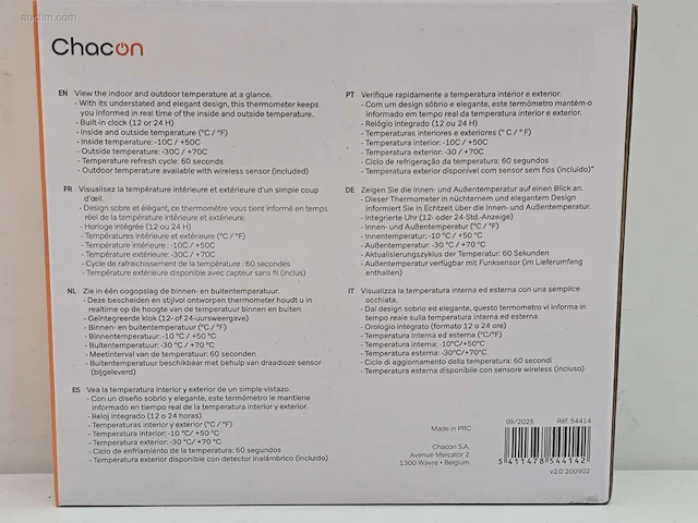 (500x) draadloze binnen-/buitenthermometer chacon... - afbeelding 4 van  8