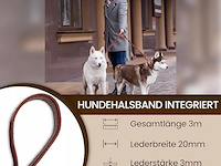 50x multifunctionele hondenlijn echt leder 3m bruin - afbeelding 3 van  3