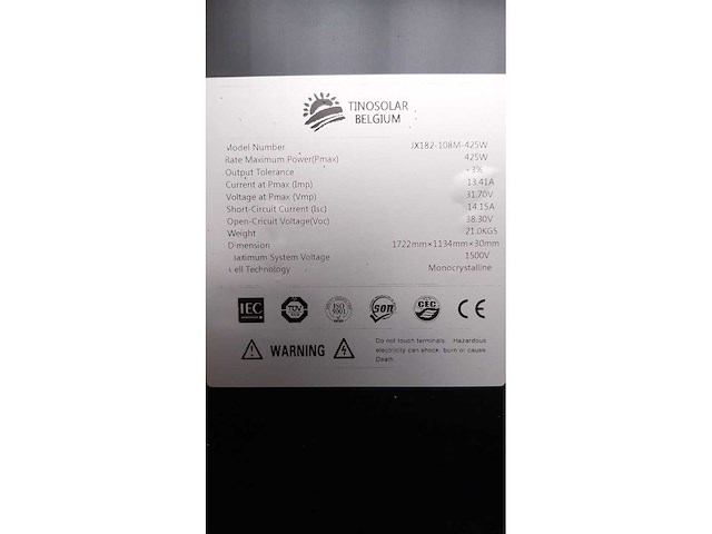 5100 watt , nieuw in verpakking ;tinosolar - 2025 - jx182-108m - zonnepaneel (12x) - afbeelding 7 van  11