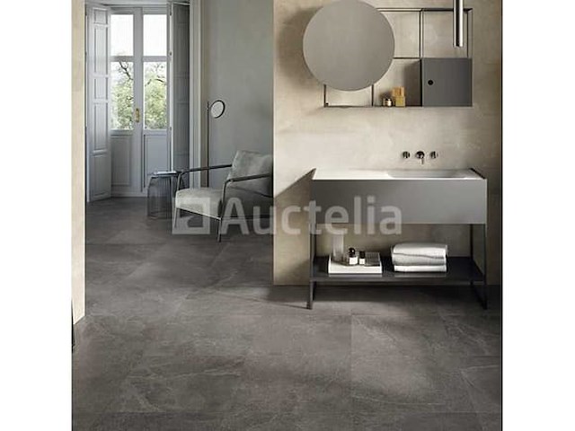 53,76m² eureka mocha 80x80 rectificeerd, steen-effect, vloer en muur, nieuw verpakt - afbeelding 2 van  2