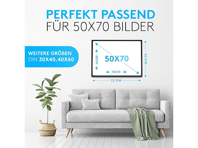 55x pack v 2 fotolijsten hout 50*70cm zwart - afbeelding 3 van  5
