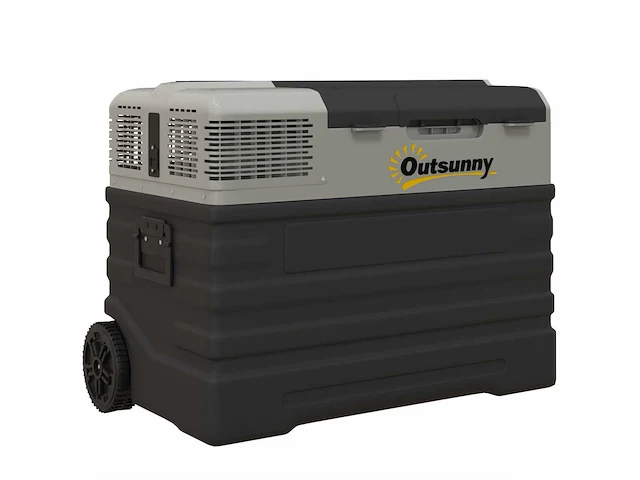 56l draagbare compressie-elektrische koeler met eco/max-modi, telescopische stang en wielen, zwart - afbeelding 2 van  5