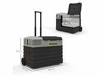 56l draagbare compressie-elektrische koeler met eco/max-modi, telescopische stang en wielen, zwart - afbeelding 3 van  5