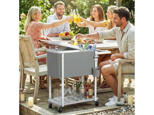 56l gekoelde trolley met wielen plank flessenopener capsule collector - afbeelding 1 van  5