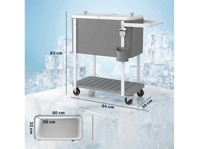 56l gekoelde trolley met wielen plank flessenopener capsule collector - afbeelding 3 van  5