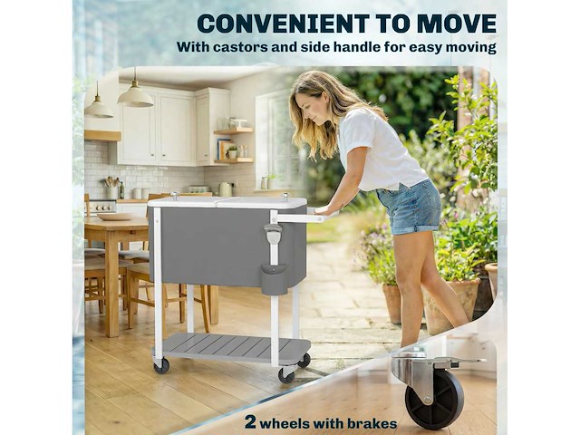56l gekoelde trolley met wielen plank flessenopener capsule collector - afbeelding 4 van  5