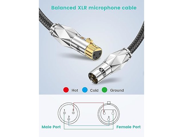 5m premium kabel 3-pin xlr male-female - afbeelding 2 van  2
