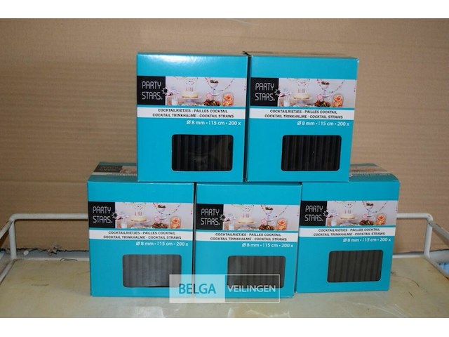 5x 200st cocktailrietjes ø8 mm l=15cm - afbeelding 1 van  1