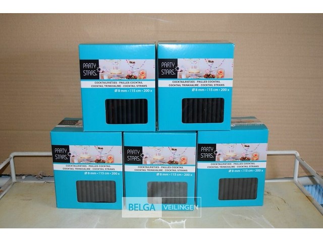 5x 200st cocktailrietjes ø8 mm l=15cm - afbeelding 1 van  1