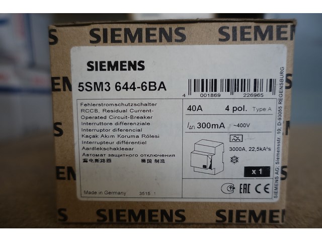 5x aardlekschakelaar 40a siemens - afbeelding 2 van  2