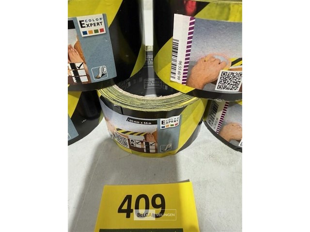 5x color expert kleefmarkeerband 60mmx66 meter geel/zwart - afbeelding 3 van  3