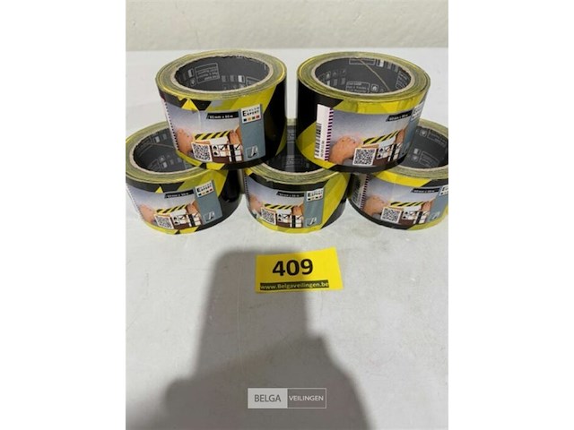 5x color expert kleefmarkeerband 60mmx66 meter geel/zwart - afbeelding 2 van  3