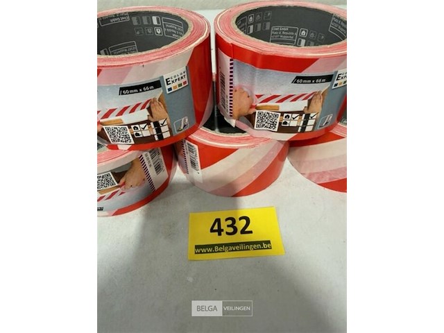 5x color expert kleefmarkeerband 60mmx66 meter rood/wit - afbeelding 3 van  3