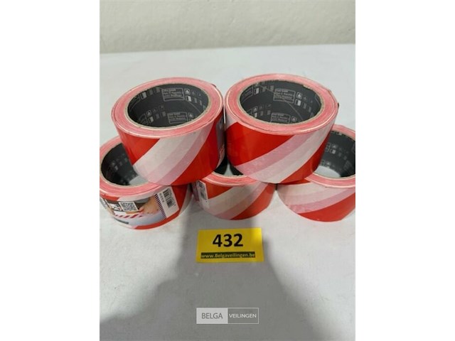 5x color expert kleefmarkeerband 60mmx66 meter rood/wit - afbeelding 1 van  3