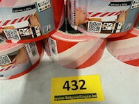 5x color expert kleefmarkeerband 60mmx66 meter rood/wit - afbeelding 3 van  3