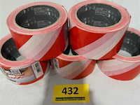 5x color expert kleefmarkeerband 60mmx66 meter rood/wit - afbeelding 1 van  3