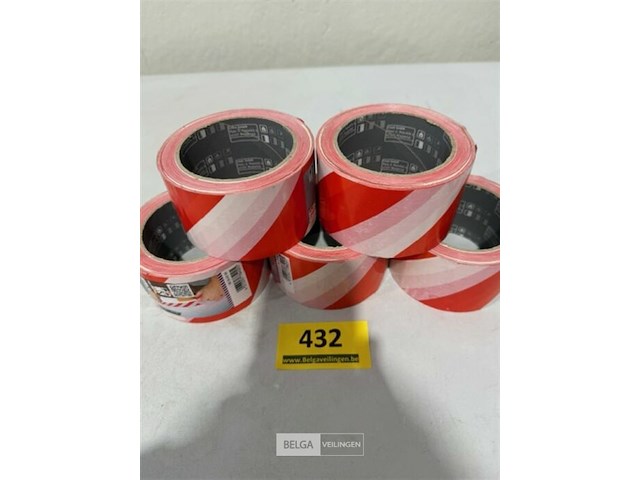 5x color expert kleefmarkeerband 60mmx66 meter rood/wit - afbeelding 2 van  3