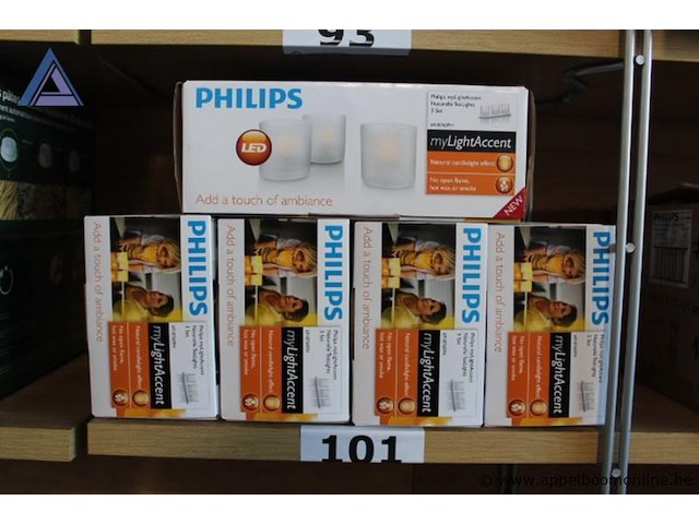 5x doos led kaarsen, philips, mylightaccent, 3 stuks per doos, werking niet gekend - afbeelding 1 van  2