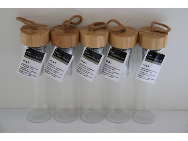 5x dubbelwandige glazen fles: 0,4l migros - afbeelding 1 van  4