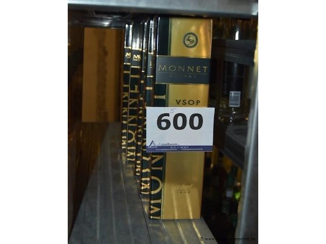 5x fles cognac, monnet, vsop - afbeelding 1 van  2