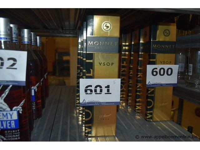 5x fles cognac, monnet, vsop - afbeelding 1 van  3