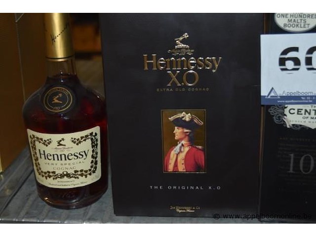 5x fles cognac/whisky , hennessy, very special; doos cognac, hennessy, x.o extra old, the century of malts, scotch malt whisky, crown royal - afbeelding 4 van  4