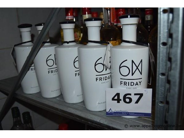 5x fles gin, 6m friday, chic gin, 70cl, 40% vol - afbeelding 1 van  2
