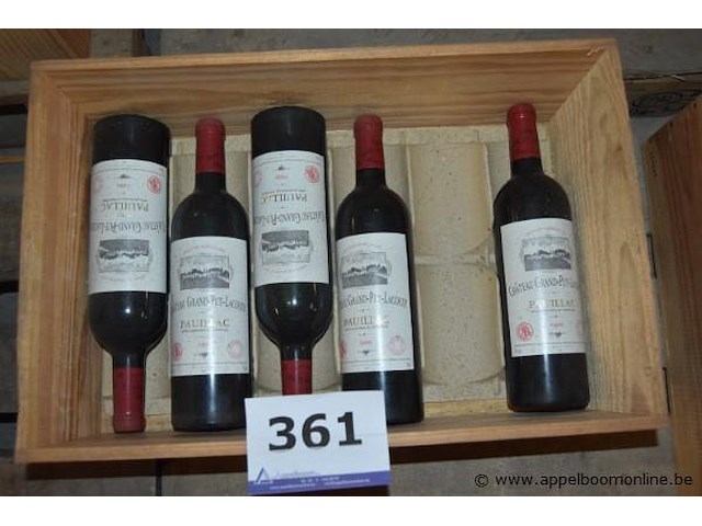 5x fles rode wijn, chateau grand-puy-lacoste, pauillac, 1998, 75cl - afbeelding 1 van  2