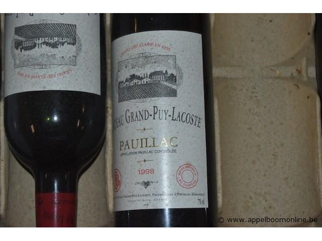 5x fles rode wijn, chateau grand-puy-lacoste, pauillac, 1998, 75cl - afbeelding 2 van  2