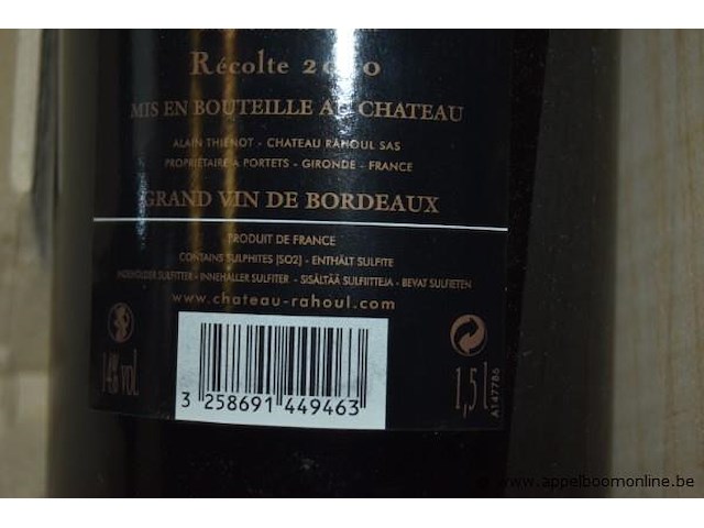5x fles rode wijn, chateau rahoul, graves, 2010, 1,5l - afbeelding 3 van  4