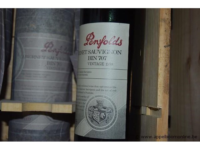 5x fles rode wijn, penfolds, cabernet sauvignon bin 707, 1998, 75cl - afbeelding 2 van  3