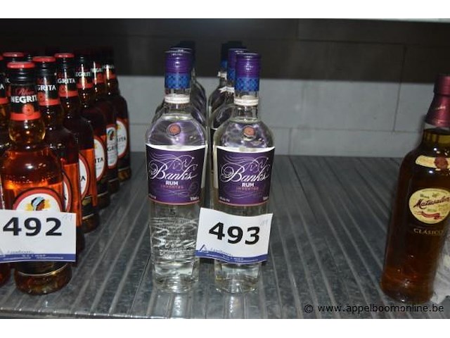 5x fles witte rum, banks, white rum, 43% alc/vol, 70cl - afbeelding 1 van  2