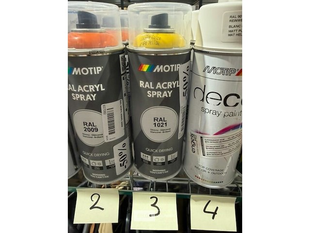 5x motip acryl colza yellow ral1021 400ml (houdbaar tot 2034) - afbeelding 3 van  3