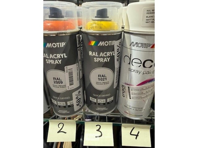 5x motip acryl colza yellow ral1021 400ml (houdbaar tot 2034) - afbeelding 3 van  3