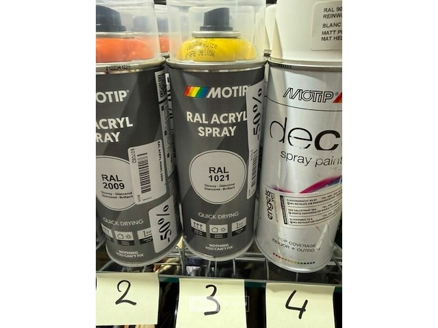 5x motip acryl colza yellow ral1021 400ml (houdbaar tot 2034) - afbeelding 1 van  2