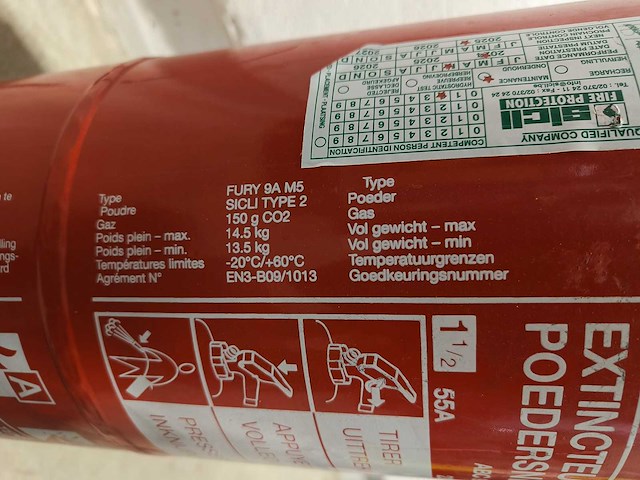 5x poedersnelblusser - sicli fury 9am5 - gekeurd 2024 - afbeelding 3 van  7